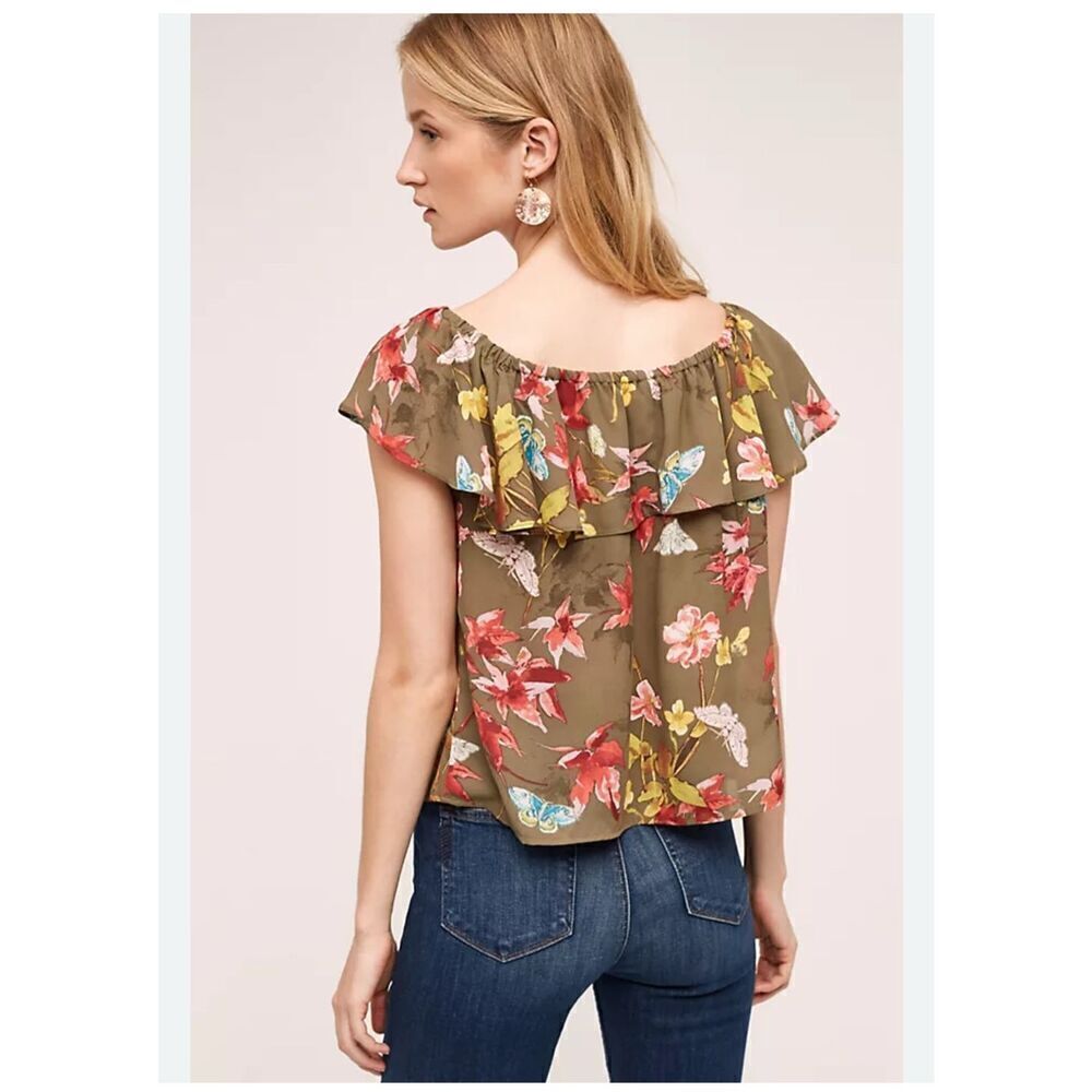 Anthropologie Maeve floral off the shoulder blouse large